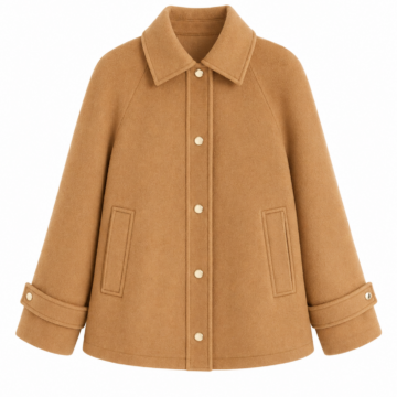 Camel A-Line Button-Front Jacket