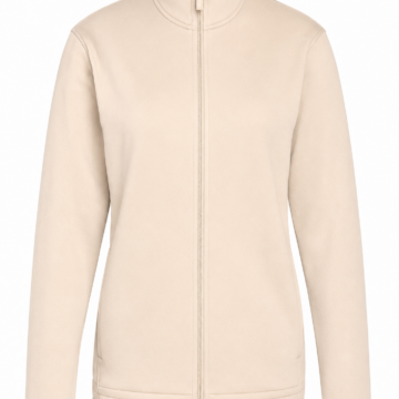 Light Beige Mock Neck Track Jacket