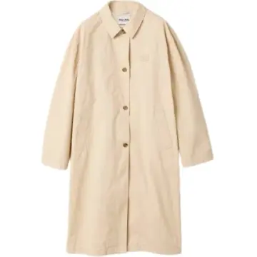 Beige Oversized Knee-Length Coat