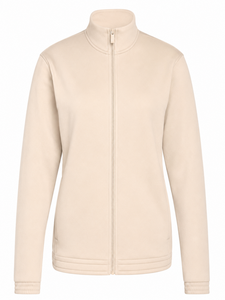Light Beige Mock Neck Track Jacket