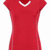 Red V-Neck Activewear Top with White Trim