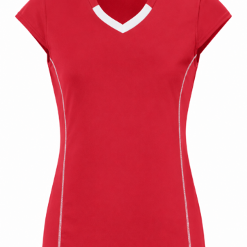 Red V-Neck Activewear Top with White Trim