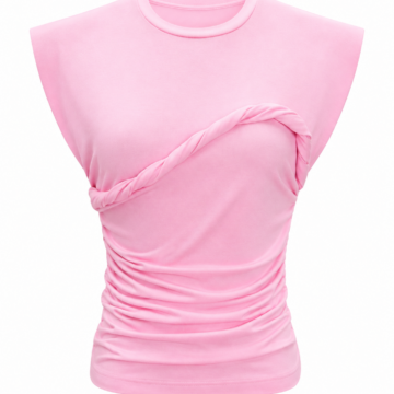 Light Pink Twist-Front Ruched Sleeveless Top