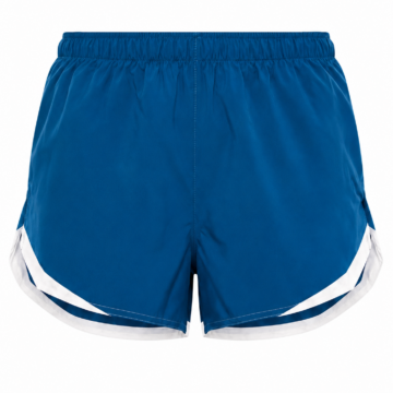 Teal Blue Dolphin Hem Athletic Shorts with White Trim
