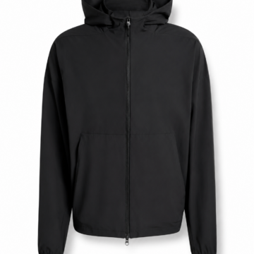 Black Hooded Zip-Up Jacket