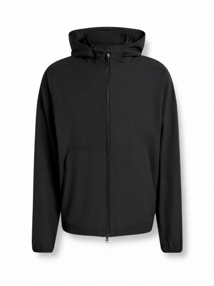 Black Hooded Zip-Up Jacket