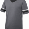 Grey V-Neck T-Shirt with Black Trim