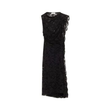 Black Floral Lace Sleeveless Midi Column Dress